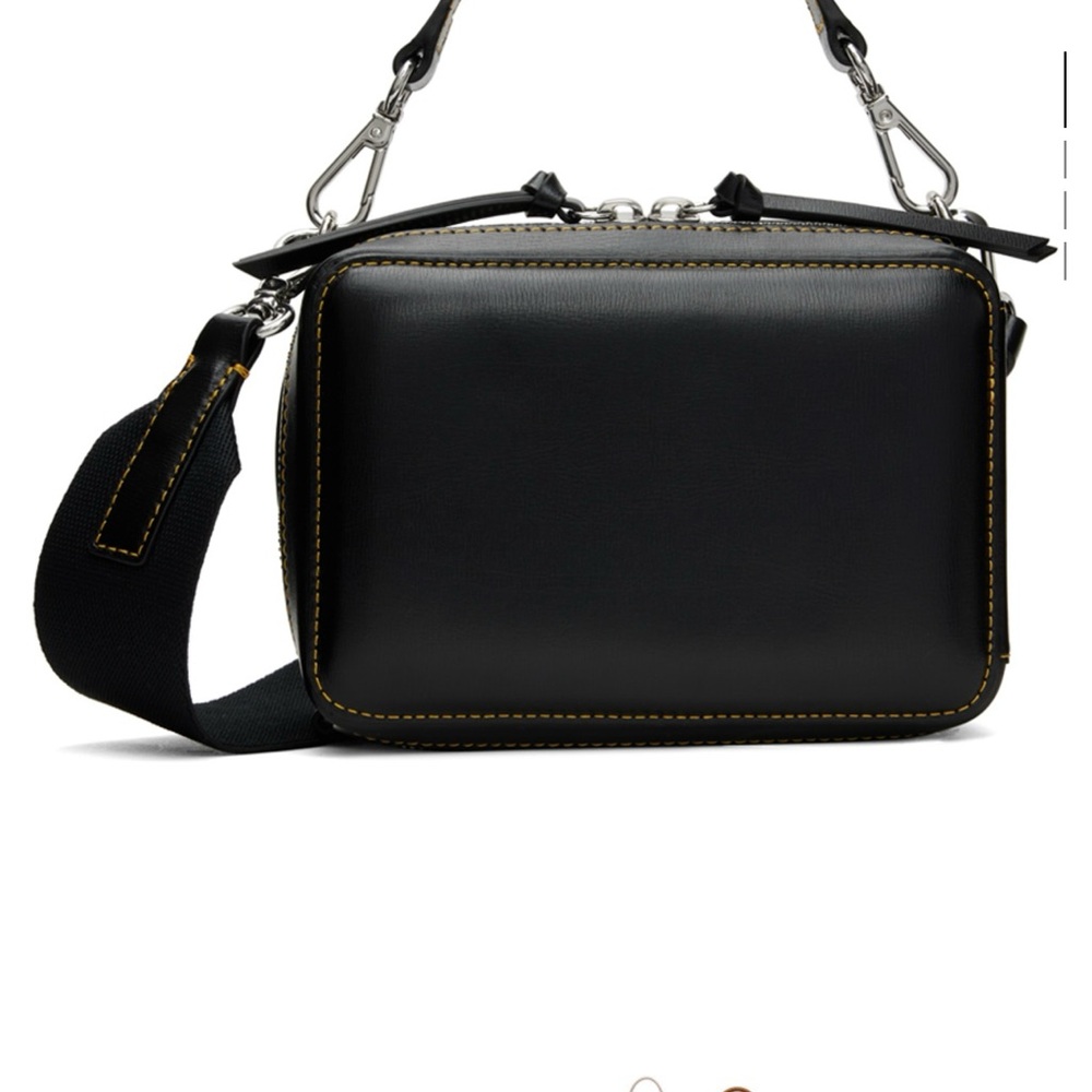 Ganni Black Crossbody Bag with Adjustable Strap and Silver Accents